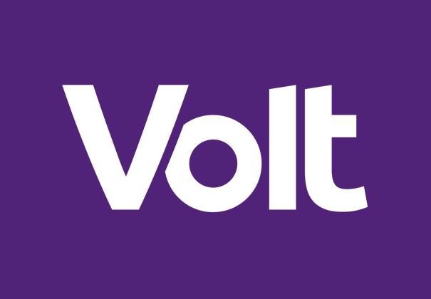 White Volt logo on purple background