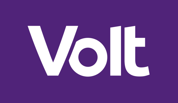 White Volt logo on purple background