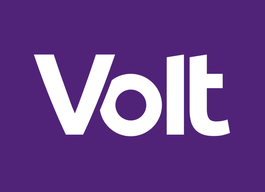 White Volt logo on purple background